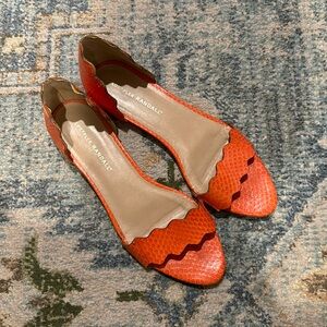 Loeffler Randall orange reptile flats sz 8.5 B